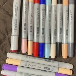 13 Copic caio alcohol markers and one Copic Sketch alcohol marker for sale